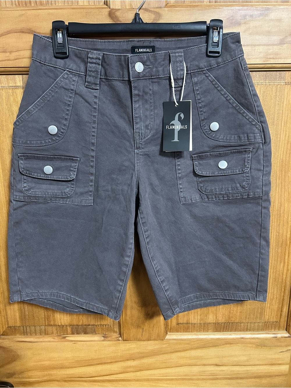 Flamingoals Women's Gray Cargo Bermuda Shorts